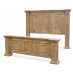 Wooden headboard and footboard set for presidential bedroom suite.