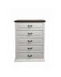 Frosted white bedroom dresser with five drawers from Athens Woodcrafters.